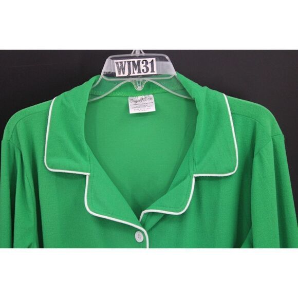 SUGAR BEE PAJAMA SET GREEN WHITE WOMEN'S 3XL FITS SMALL SEE MEASUREMENTS - Picture 9 of 13